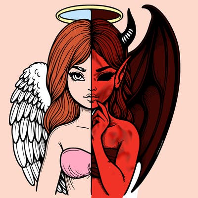 realistic angel half demon