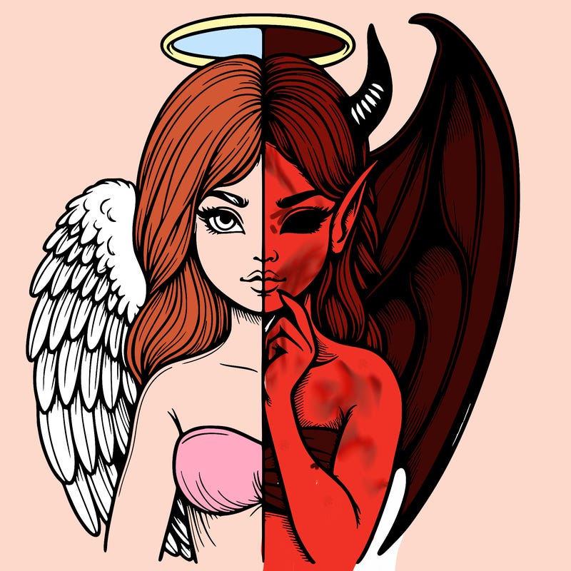 realistic angel half demon