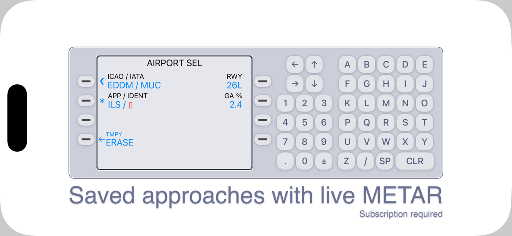 Interface d'application d'aviation pour la sélection des aéroports et des approches imitant un système de gestion de vol de cockpit