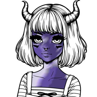 realistic girl with horns