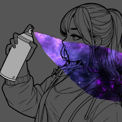 a realistic girl spray, painting