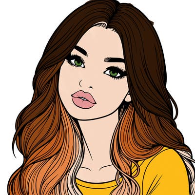 realistic girl with hair on her hair and lips