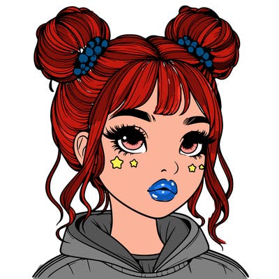 realistic girl with space buns