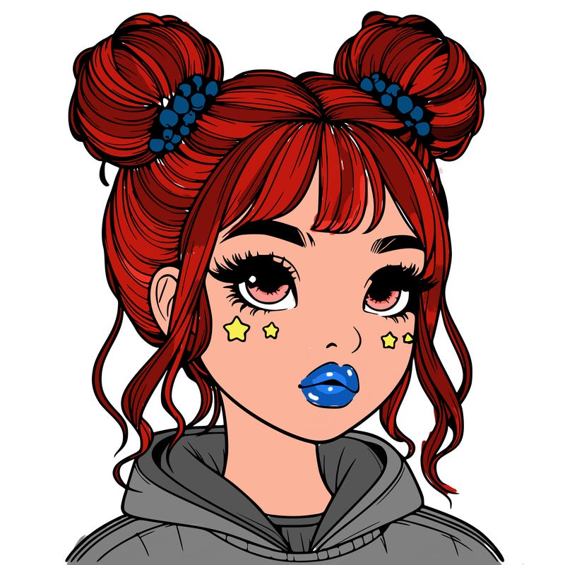 realistic girl with space buns