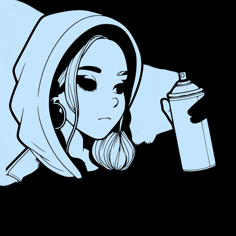 a realistic girl, spray painting