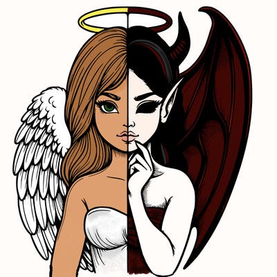 realistic angel half demon