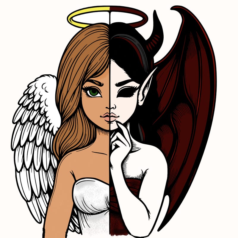 realistic angel half demon