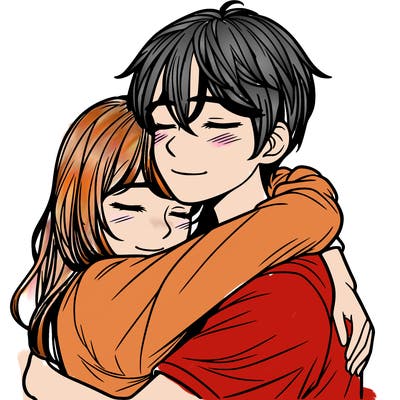 two people hugging, realistic