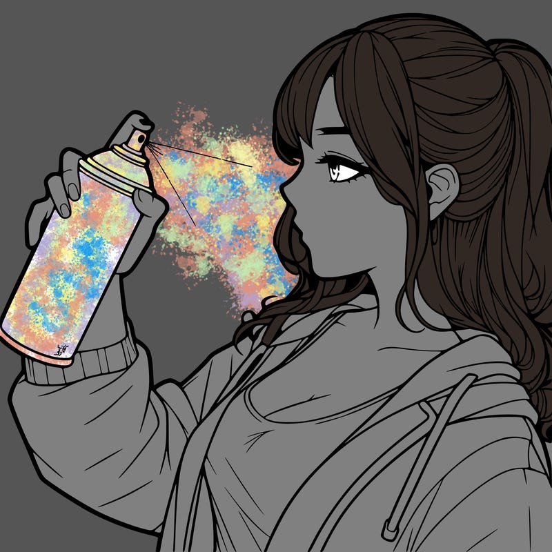 a realistic girl spray, painting