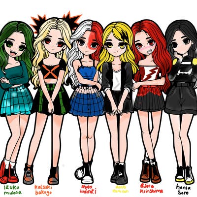 a group of girls realistic