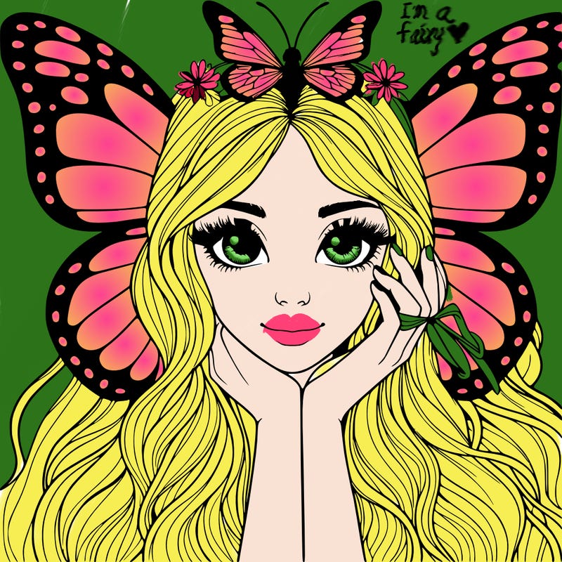 butterfly realistic girl