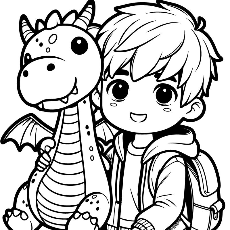boy with a dragon plushie