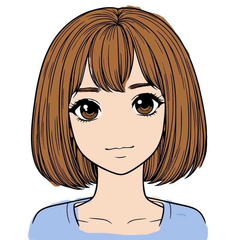 realistic girl with short straight hair