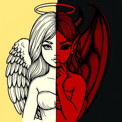 realistic angel half demon