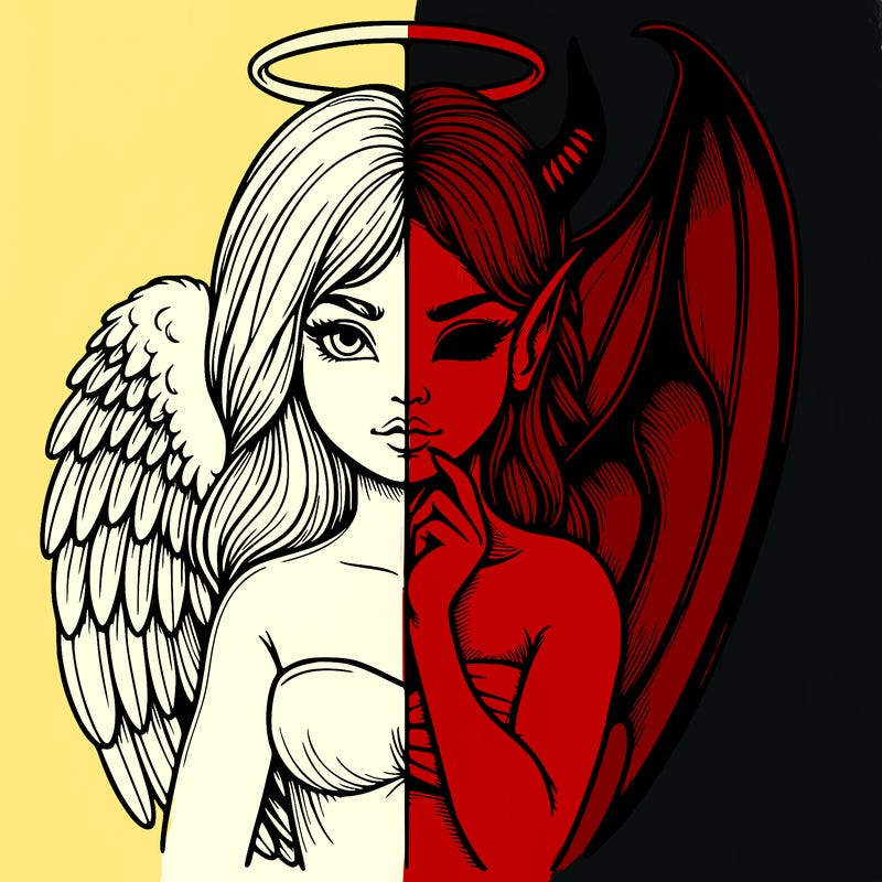 realistic angel half demon