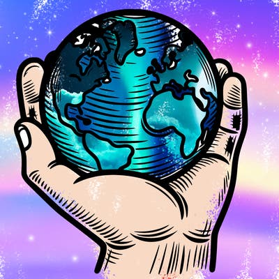 hand holding earth