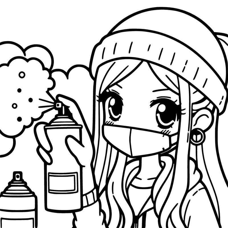 women spray, painting