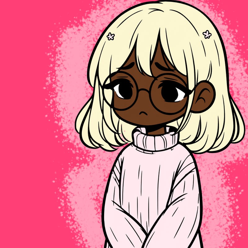 sad girl with glasses in a sweater