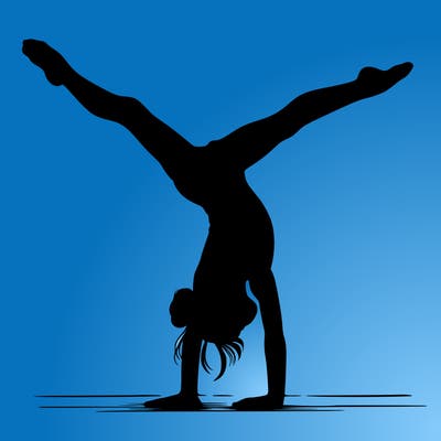 realistic gymnastic hand stand girl in four splits