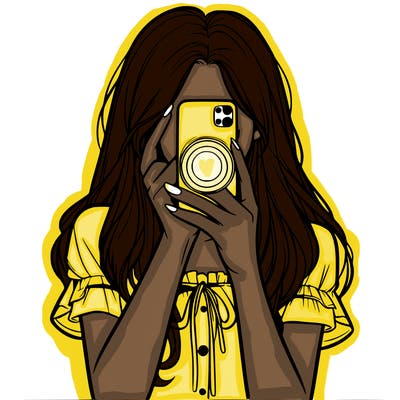 a realistic girl holding her phone taking pictures