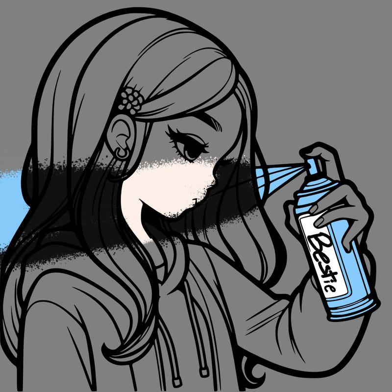 a realistic girl spray painting