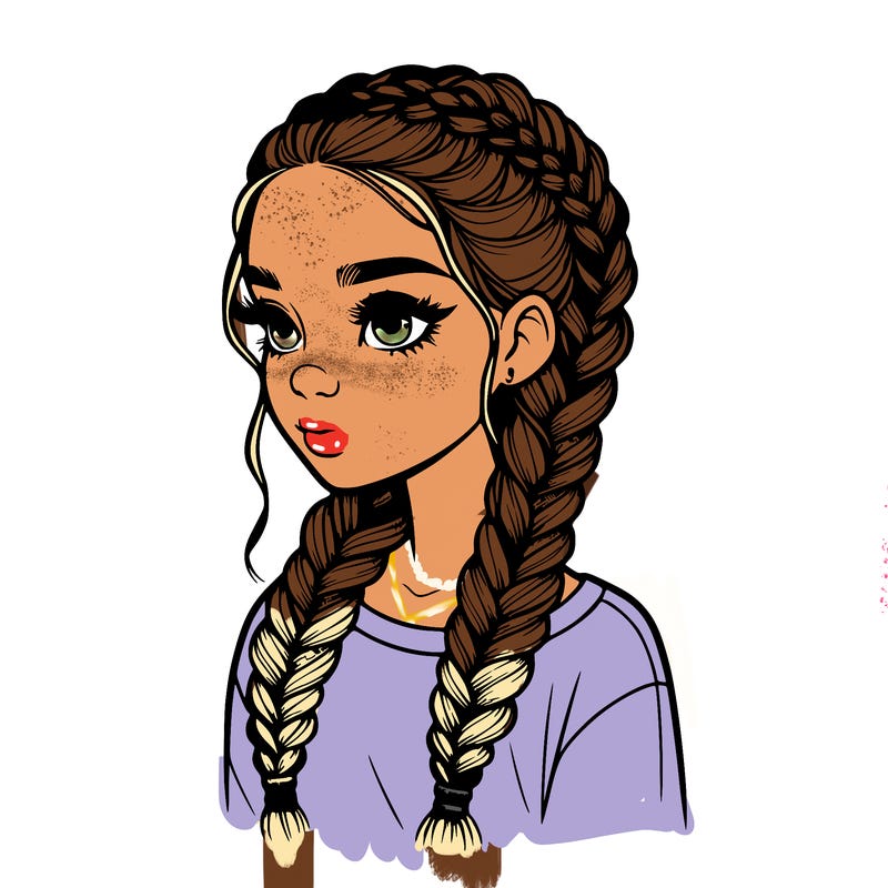 realistic girl with braids