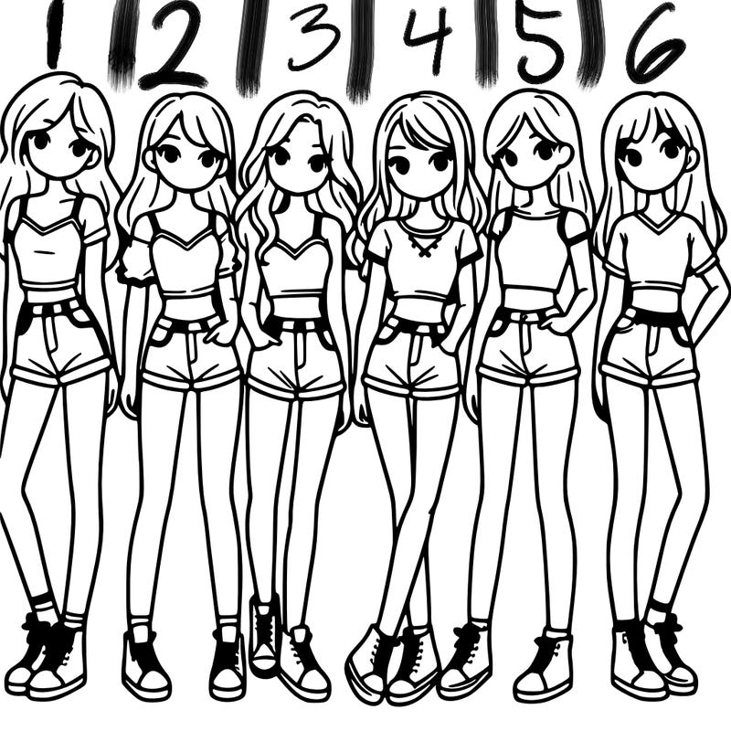 a group of girls wearing crop tops and shorts