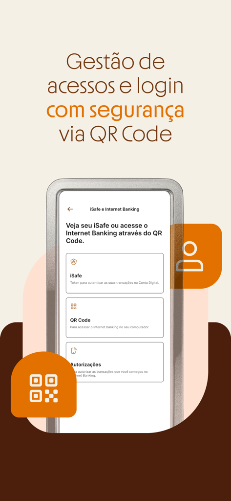 Inter Empresas business banking app screen for secure access and QR code login management