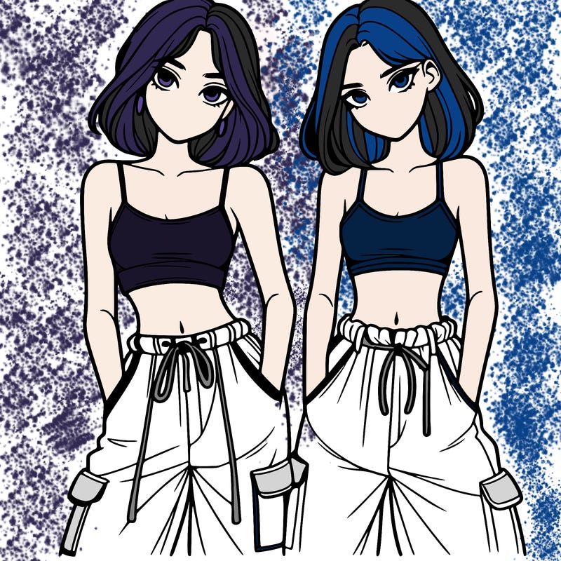 two girls with crop top with baggy pants