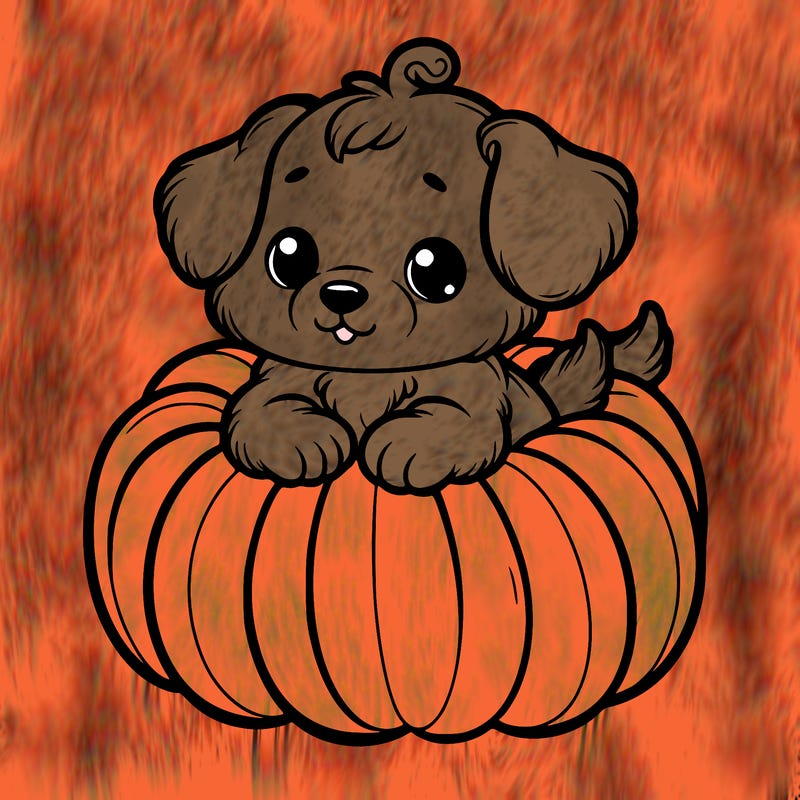 cute little puppy in a pumpkin