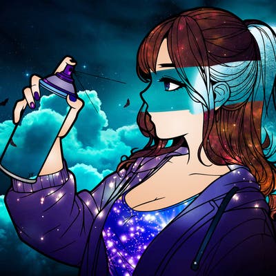 a realistic girl spray, painting