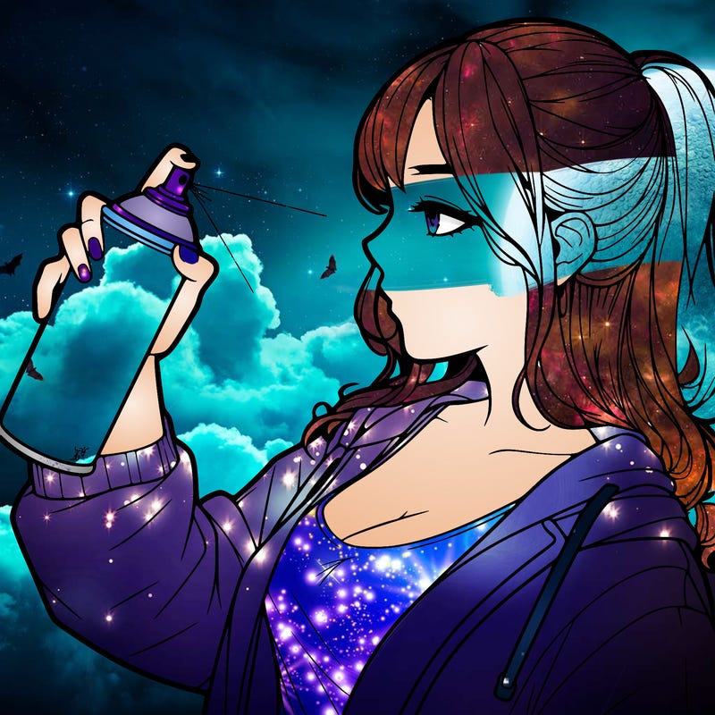 a realistic girl spray, painting