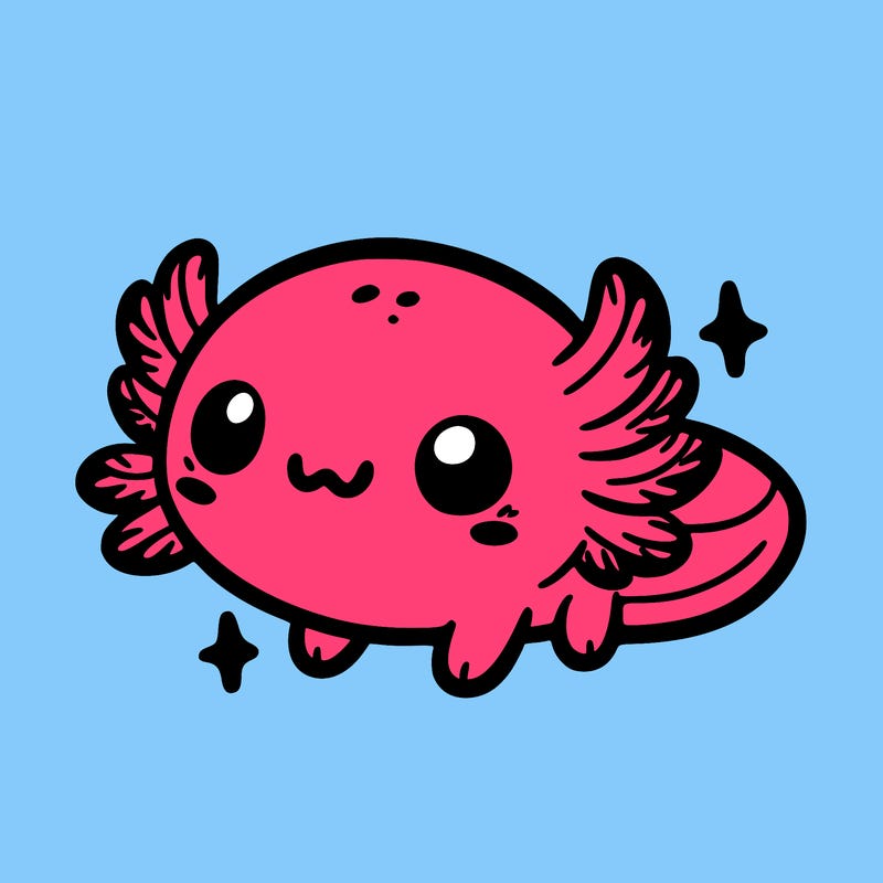 cute easy baby axolotl