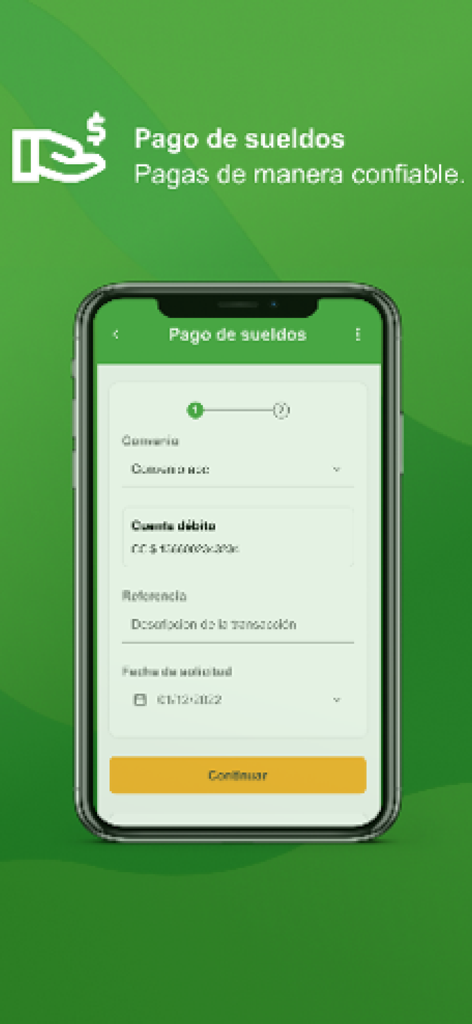Pampa Digital - Empresas - Interfaccia mobile di Pampa Digital Empresas che mostra il processo di pagamento delle buste paga