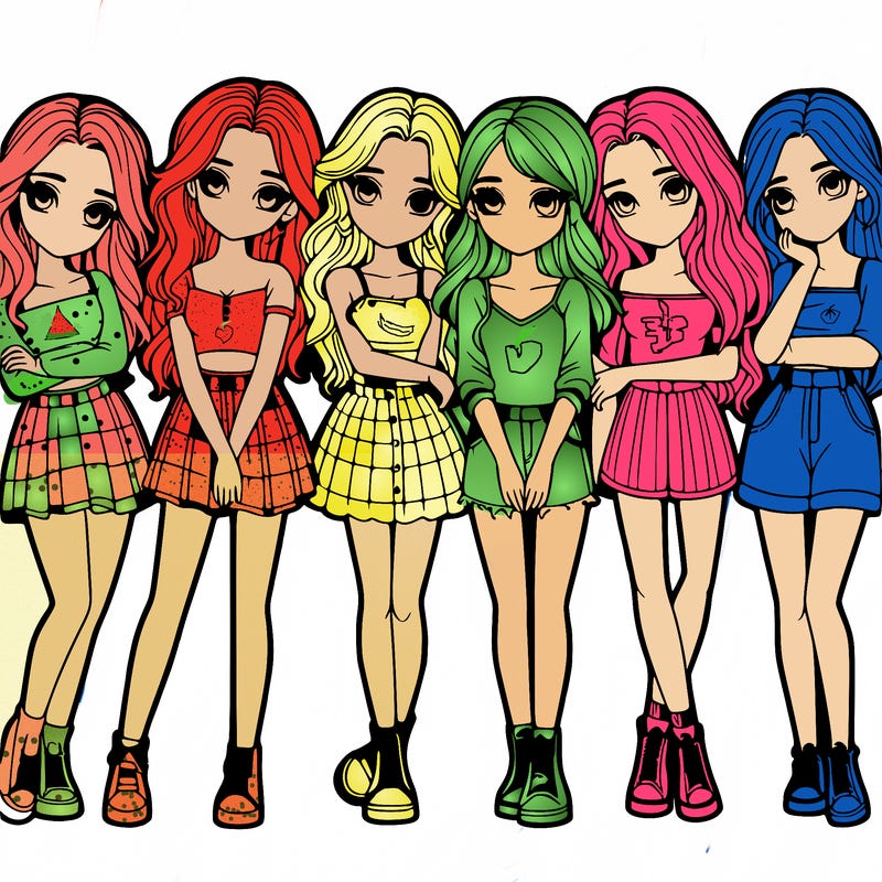 a group of girls realistic