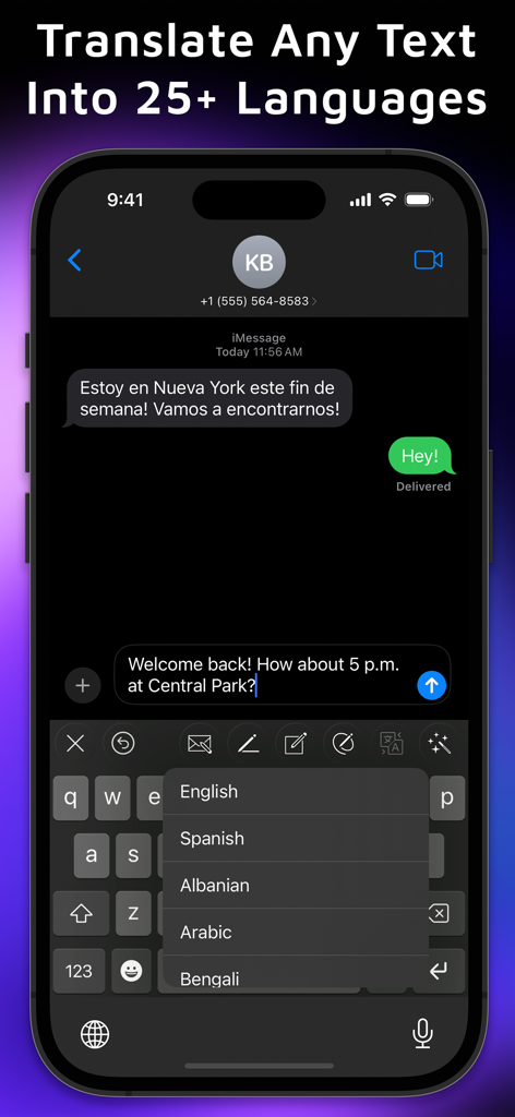 iMessageアプリでリアルタイム翻訳メニューを表示するAuri AIキーボード
