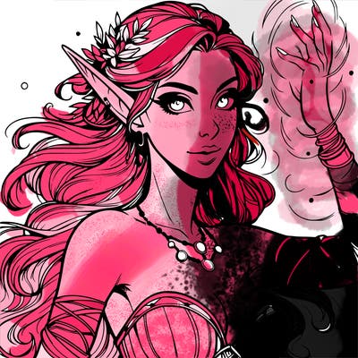 realistic elven woman glow magic wild chaos