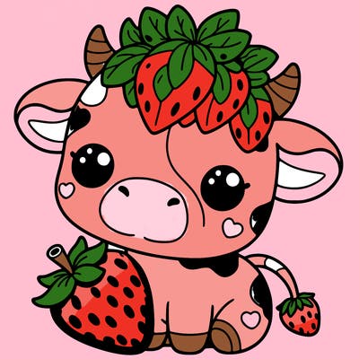 cute strawberry cow