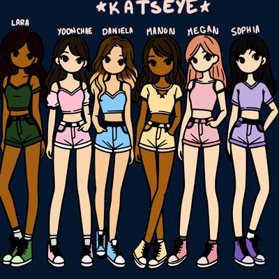 a group of girls wearing crop tops and shorts