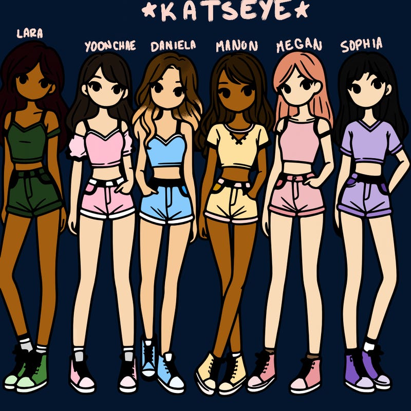 a group of girls wearing crop tops and shorts