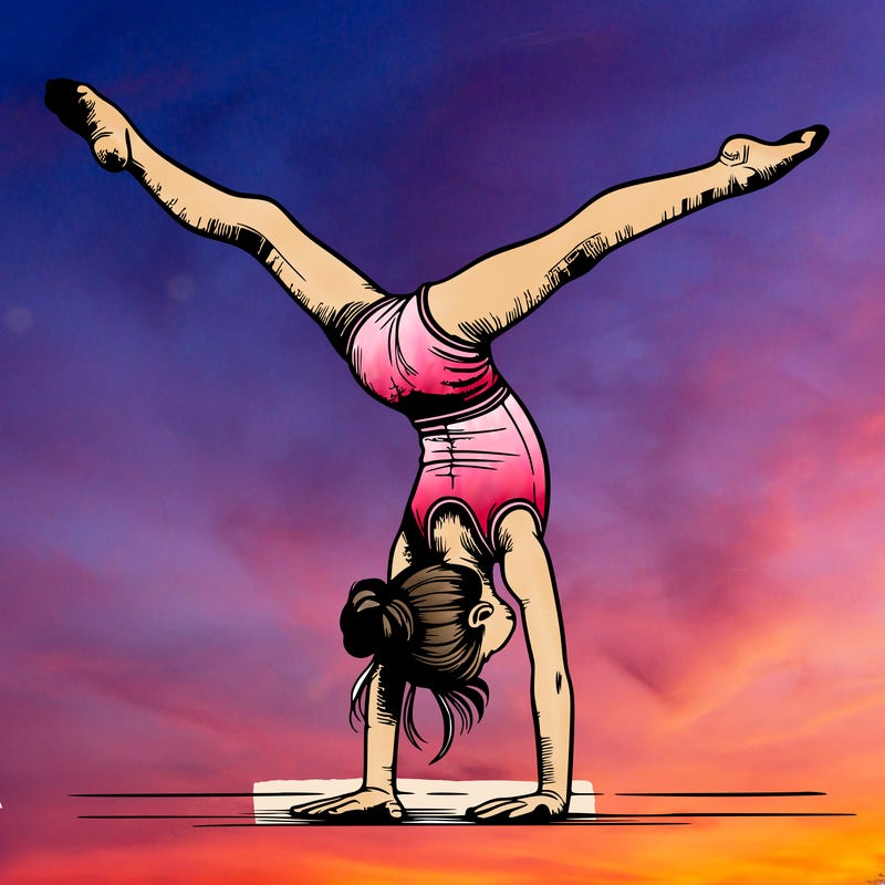 realistic gymnastic hand stand girl in four splits