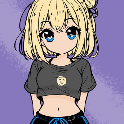 cute anime girl wearing crop top