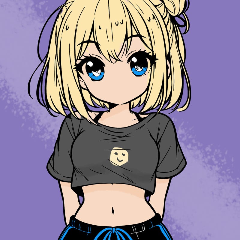 cute anime girl wearing crop top