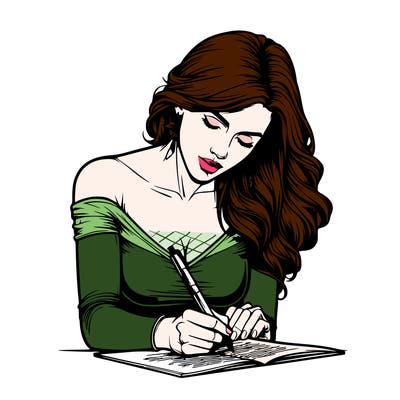 realistic female writing poetry