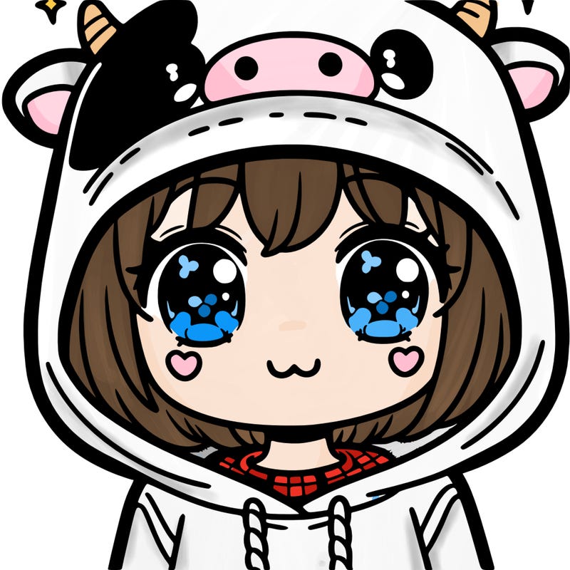 kawaii girl with cow hoodie