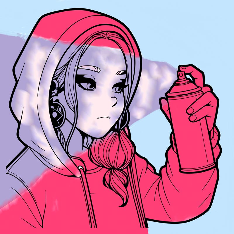 a realistic girl, spray painting