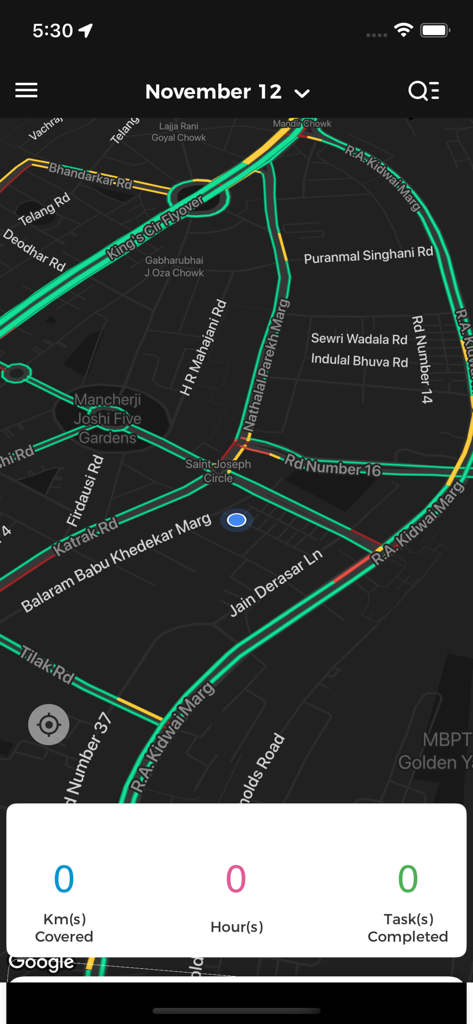 Interface of the Ultra Agent app showing a dark mode map for delivery tracking and a dashboard with statistics for kilometers covered, hours worked, and tasks completed.