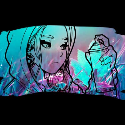 a realistic girl, spray painting