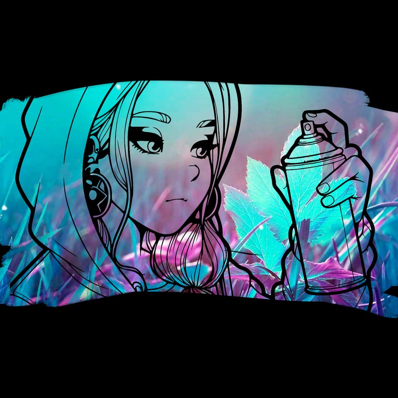 a realistic girl, spray painting