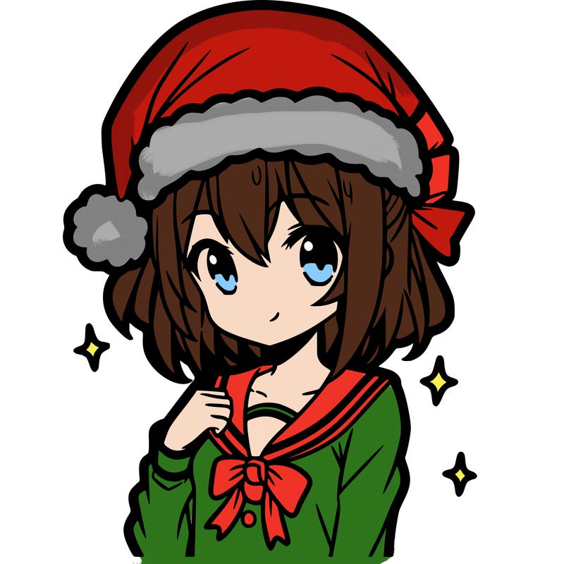 anime girl wearing a santa hat